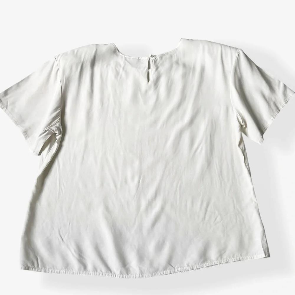 VTG 80s Herman Geist for Talbots Antique White Relaxed Short Sleeve Shirt Blouse - Picture 5 of 9